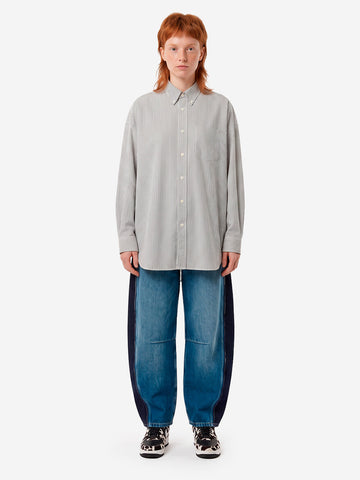 BEAMS BOY Camicia Big BD a righe Bianco grigio