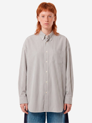 BEAMS BOY Camicia Big BD a righe Bianco grigio
