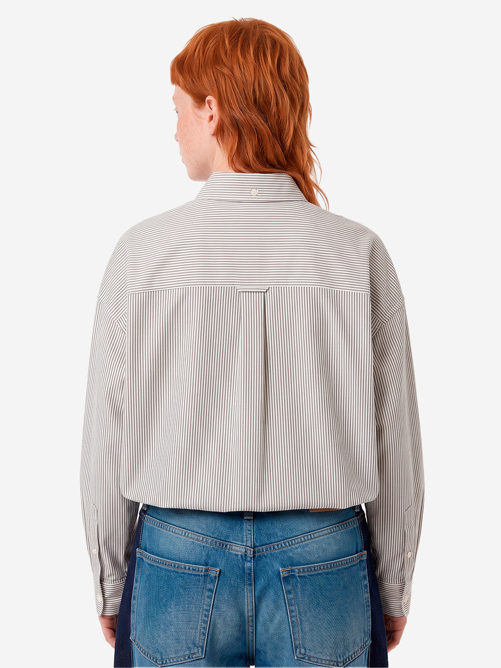 BEAMS BOY Camicia Big BD a righe Bianco grigio Urbanstaroma