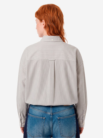 BEAMS BOY Camicia Big BD a righe Bianco grigio