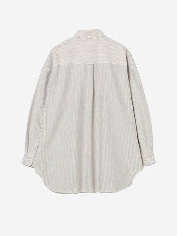 BEAMS BOY Camicia Big BD a righe Bianco grigio