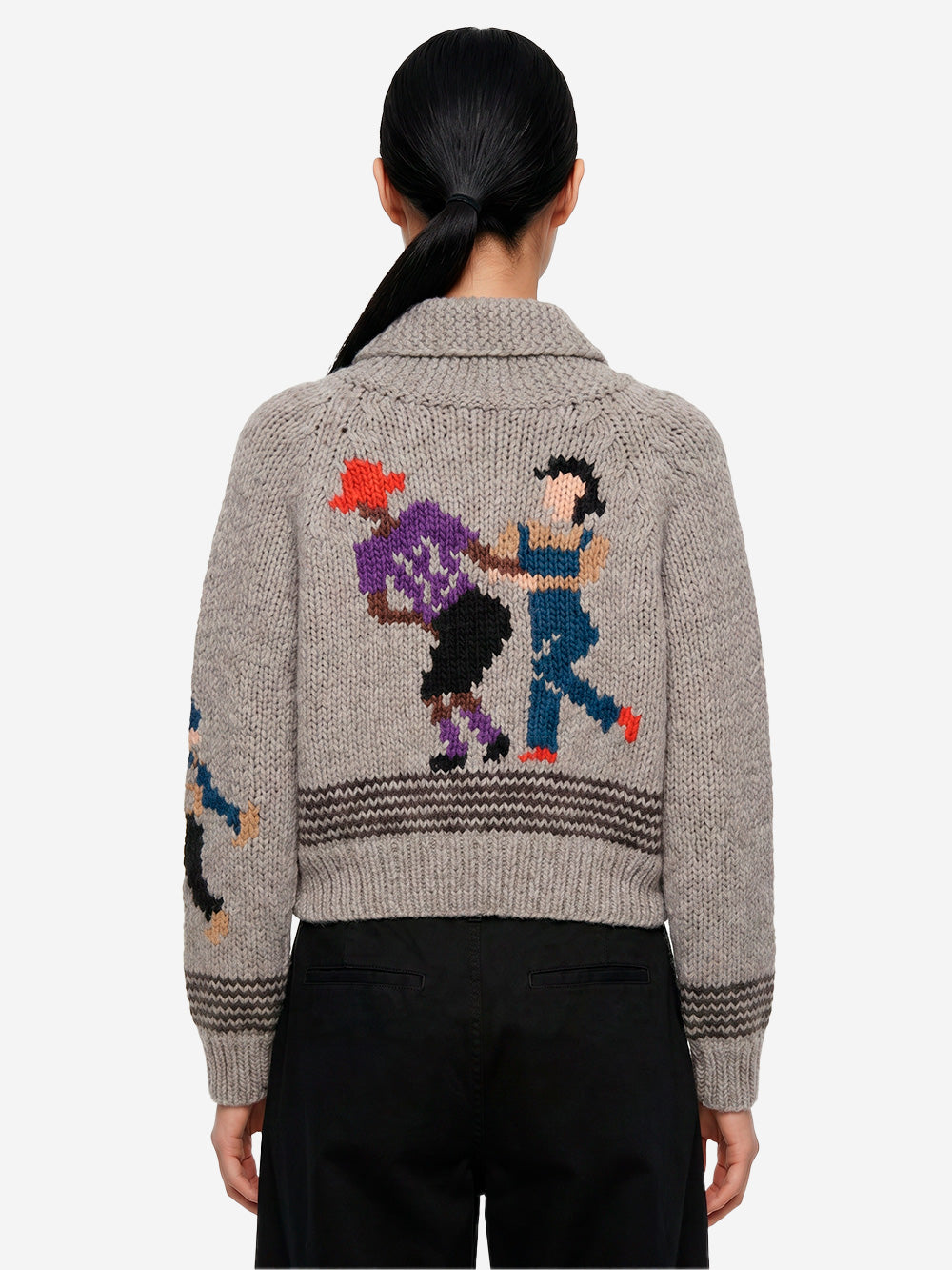 BEAMS BOY Maglione 'Cowichan' fatto a mano Grigio bianco Urbanstaroma