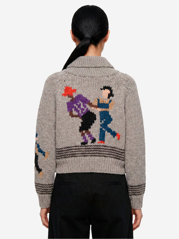 BEAMS BOY Maglione 'Cowichan' fatto a mano Grigio bianco