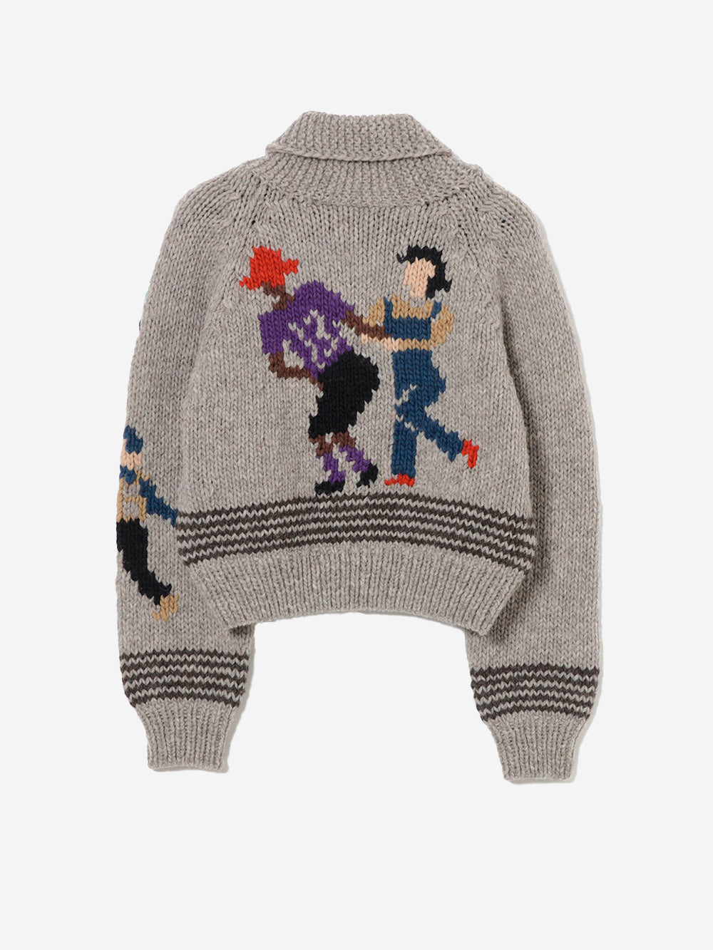 BEAMS BOY Maglione 'Cowichan' fatto a mano Grigio bianco Urbanstaroma