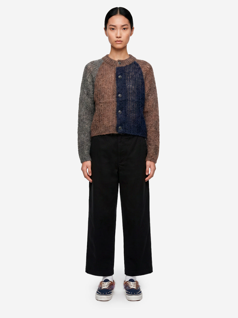 BEAMS BOY Cardigan 'Crazy' in mohair marrone Marrone blu Urbanstaroma