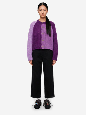 BEAMS BOY Cardigan 'Crazy' in mohair viola Viola