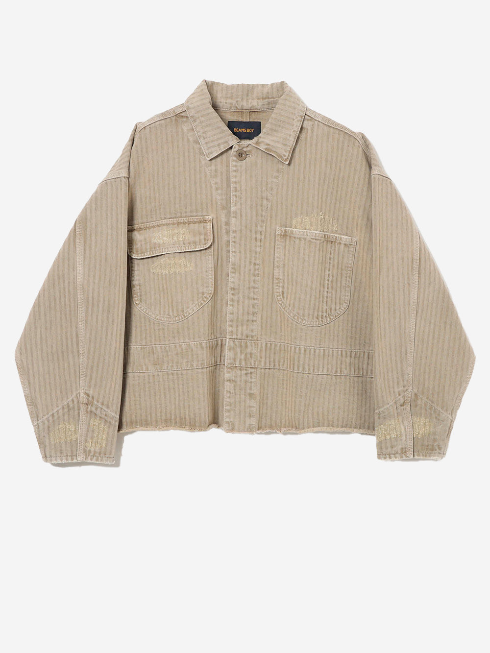 BEAMS BOY GIacca da lavoro ricamata Beige bianco Urbanstaroma
