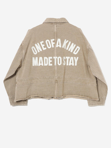 BEAMS BOY GIacca da lavoro ricamata Beige bianco