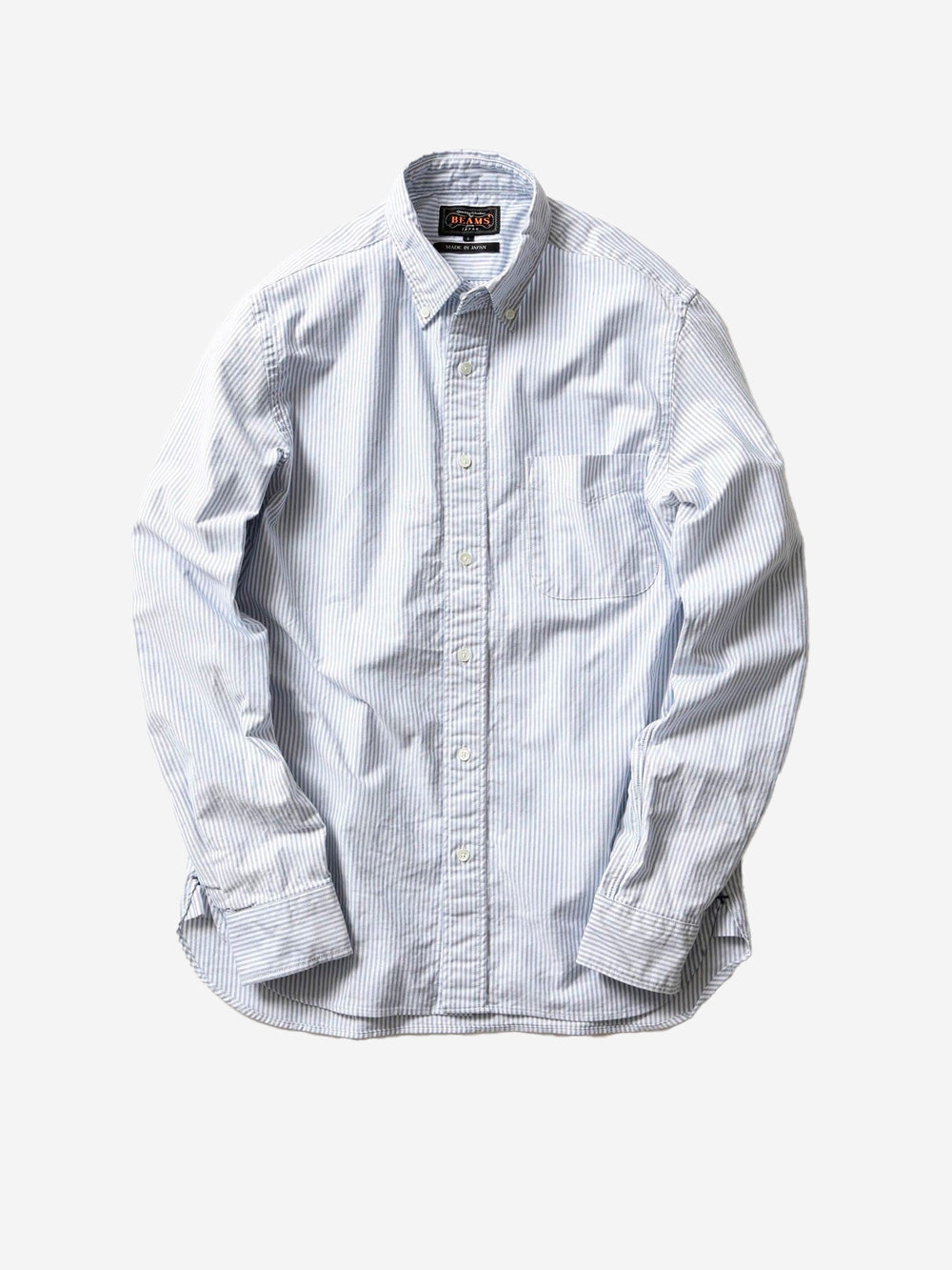 BEAMS PLUS Camicia Button-Down Oxford a righe blu Celeste Urbanstaroma
