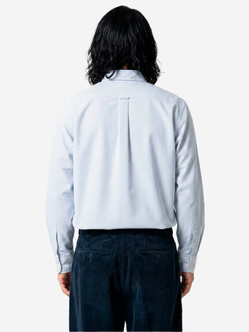 BEAMS PLUS Camicia Button-Down Oxford a righe blu Celeste
