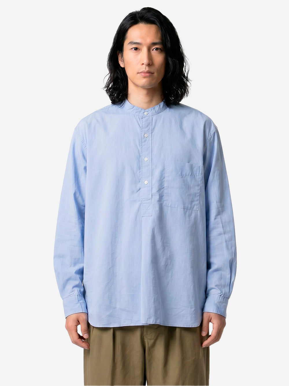 BEAMS PLUS Camicia Pullover blu alla Coreana Broad Blu Urbanstaroma