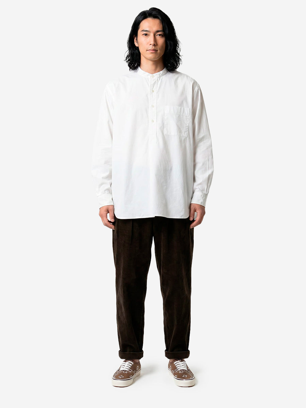 BEAMS PLUS Camicia Pullover bianca alla Coreana Broad Bianco Urbanstaroma