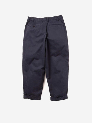 BEAMS PLUS Pantaloni tapered 2 pleats in twill navy Blu