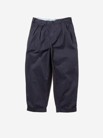 BEAMS PLUS Pantaloni tapered 2 pleats in twill navy Blu