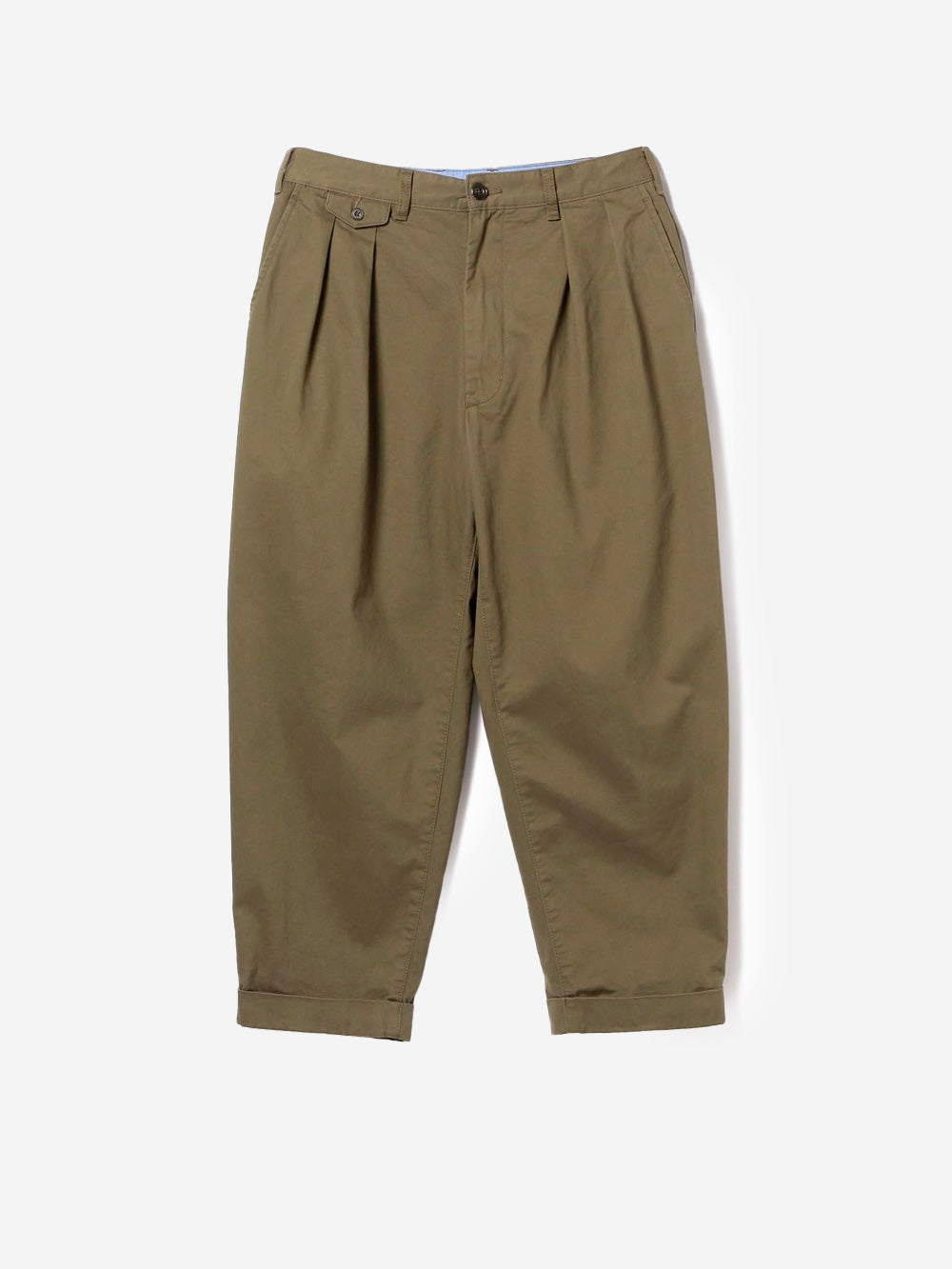 BEAMS PLUS Pantaloni tapered 2 pleats in twill oliva Verde militare Urbanstaroma