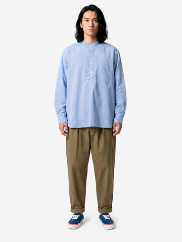 BEAMS PLUS Pantaloni tapered 2 pleats in twill oliva Verde militare