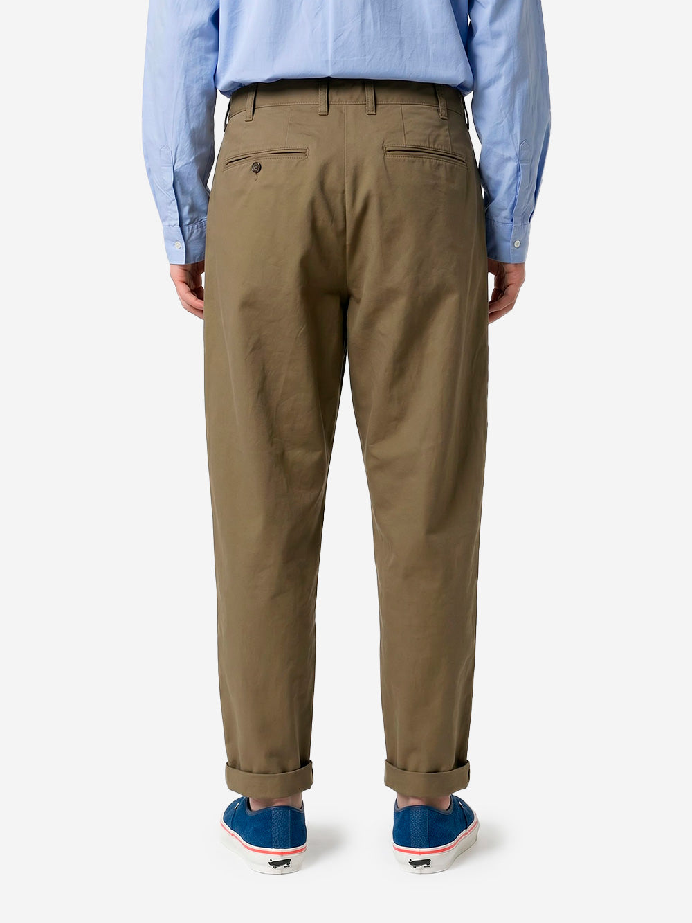 BEAMS PLUS Pantaloni tapered 2 pleats in twill oliva Verde militare Urbanstaroma