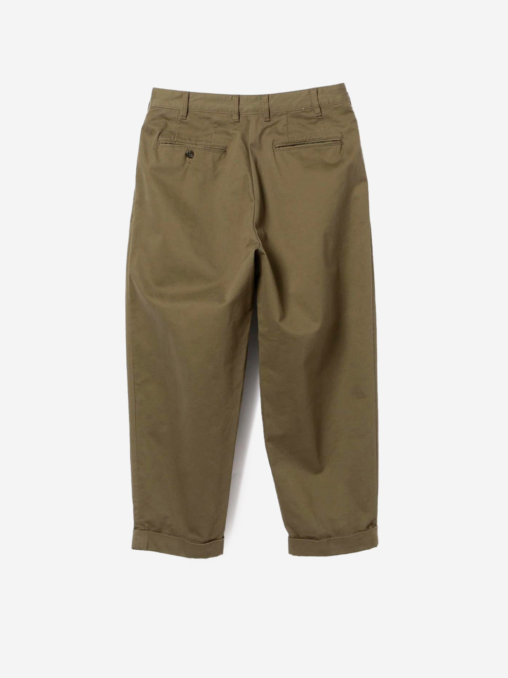 BEAMS PLUS Pantaloni tapered 2 pleats in twill oliva Verde militare Urbanstaroma