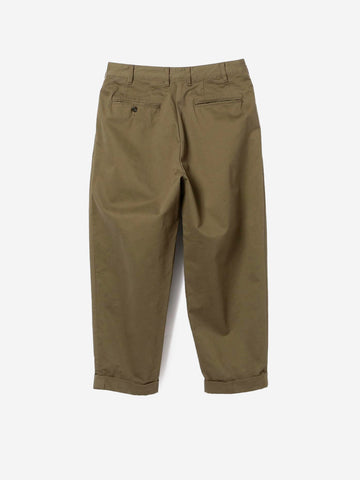 BEAMS PLUS Pantaloni tapered 2 pleats in twill oliva Verde militare