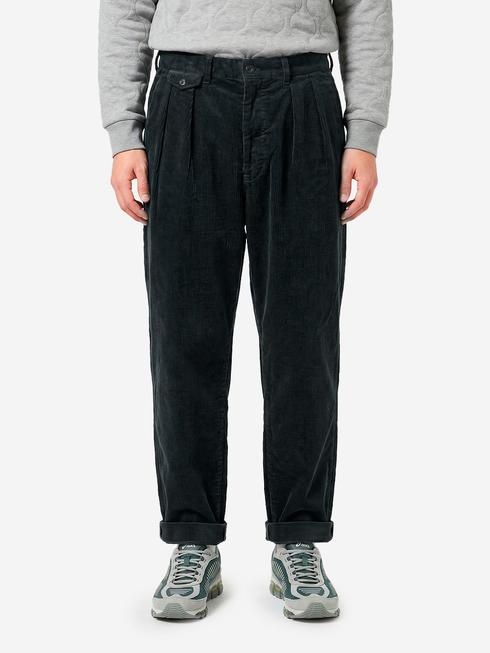 BEAMS PLUS Pantaloni antracite 2 Pleats Tapered Corduroy grigio Urbanstaroma