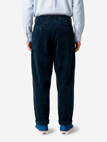 BEAMS PLUS Pantaloni navy 2 Pleats Tapered Corduroy Blu