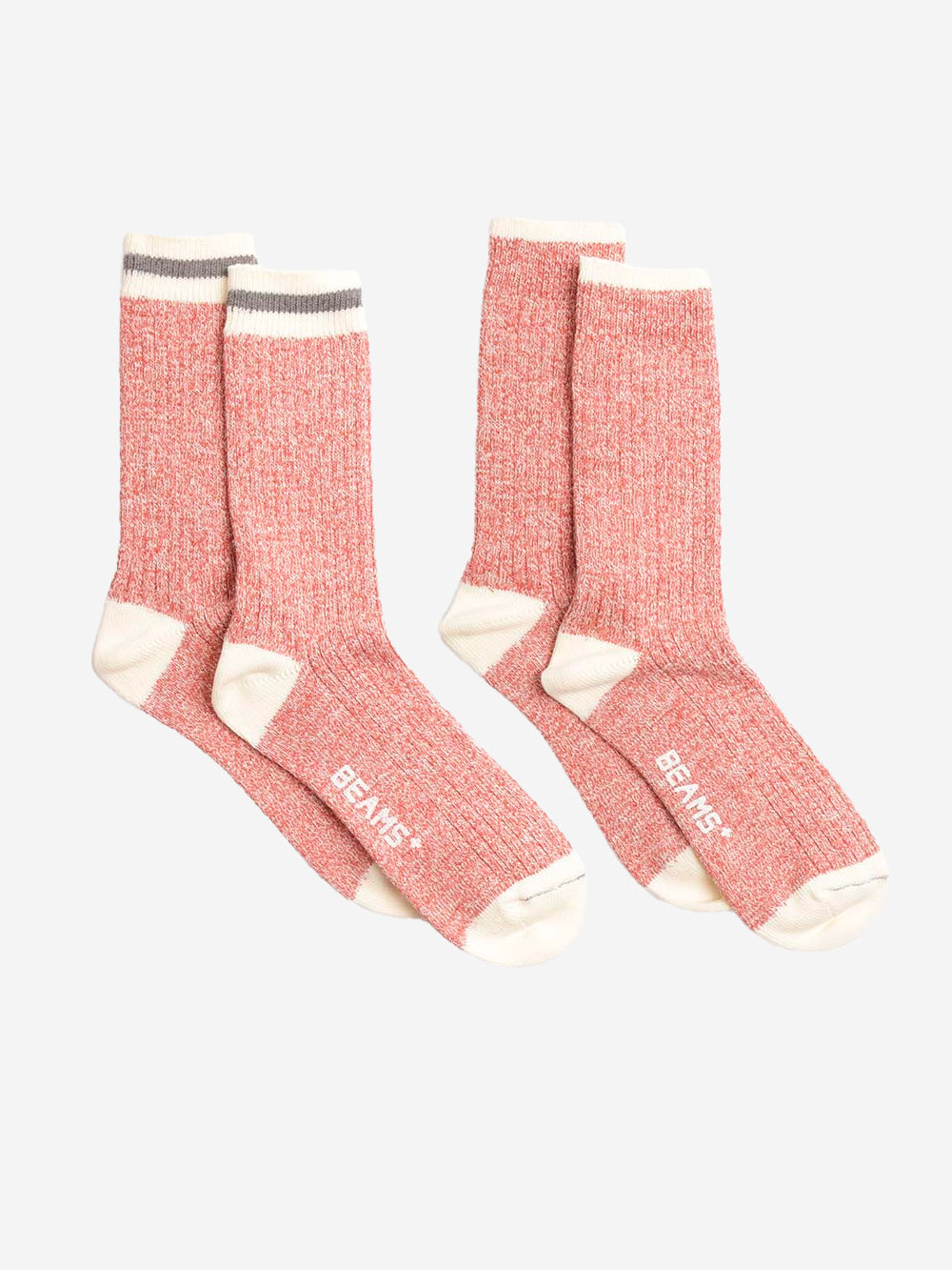 BEAMS PLUS Rag socks rossi con grigio Rosso grigio Urbanstaroma