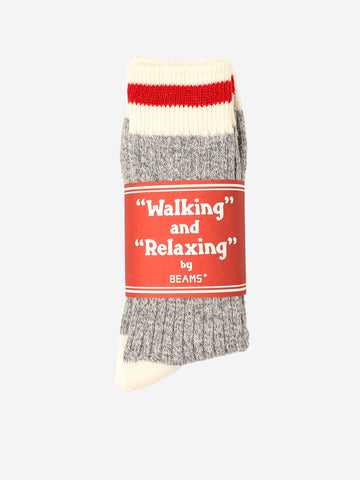 BEAMS PLUS Rag socks grigi con rosso Grigio rosso