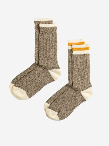 BEAMS PLUS Rag socks kaki con giallo marrone