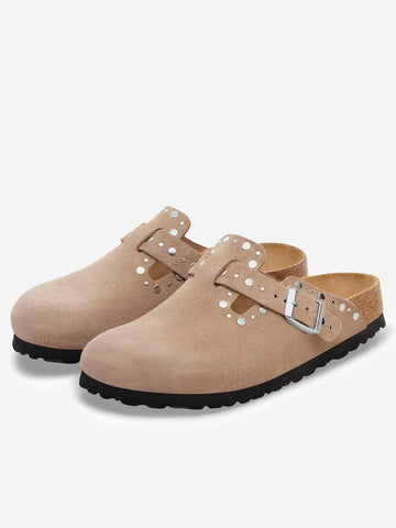 BIRKENSTOCK Boston in suede taupe con rivetti Taupe