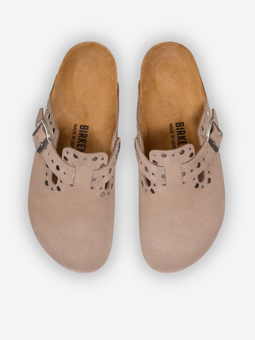 BIRKENSTOCK Boston in suede taupe con rivetti Taupe Urbanstaroma