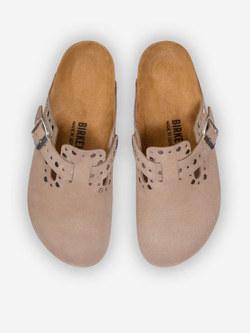 BIRKENSTOCK Boston in suede taupe con rivetti Taupe