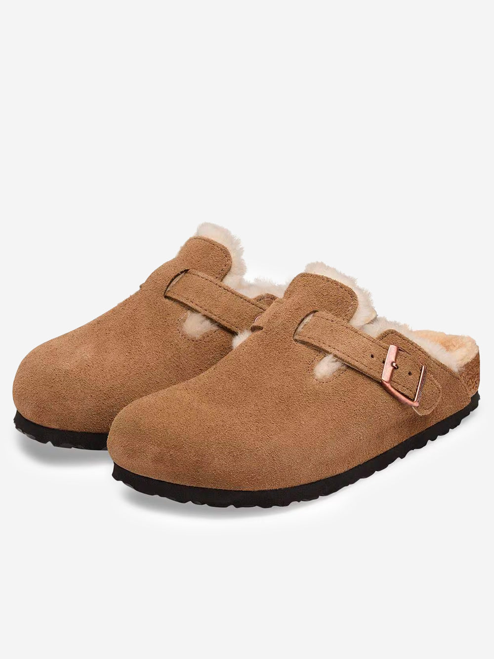 BIRKENSTOCK Boston Shearling in suede 'Dark Tea' Marrone chiaro Urbanstaroma