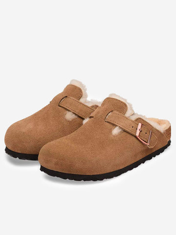 BIRKENSTOCK Boston Shearling in suede 'Dark Tea' Marrone chiaro