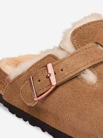 BIRKENSTOCK Boston Shearling in suede 'Dark Tea' Marrone chiaro