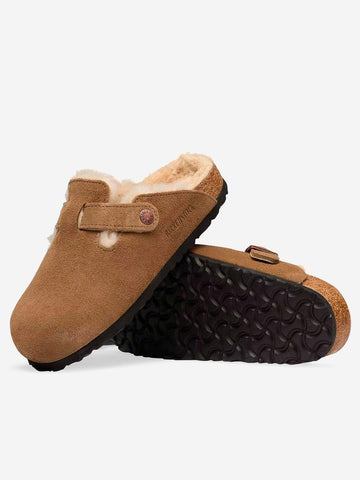 BIRKENSTOCK Boston Shearling in suede 'Dark Tea' Marrone chiaro