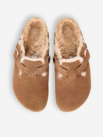 BIRKENSTOCK Boston Shearling in suede 'Dark Tea' Marrone chiaro