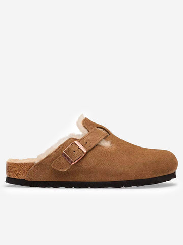 BIRKENSTOCK Boston Shearling in suede 'Dark Tea' Marrone chiaro