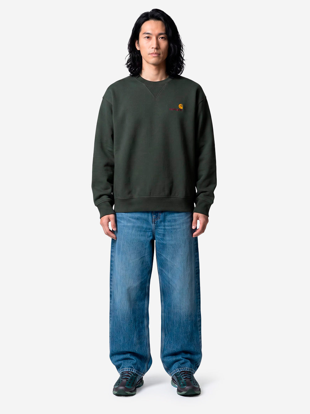 CARHARTT WIP American Script felpa girocollo verde Verde Urbanstaroma
