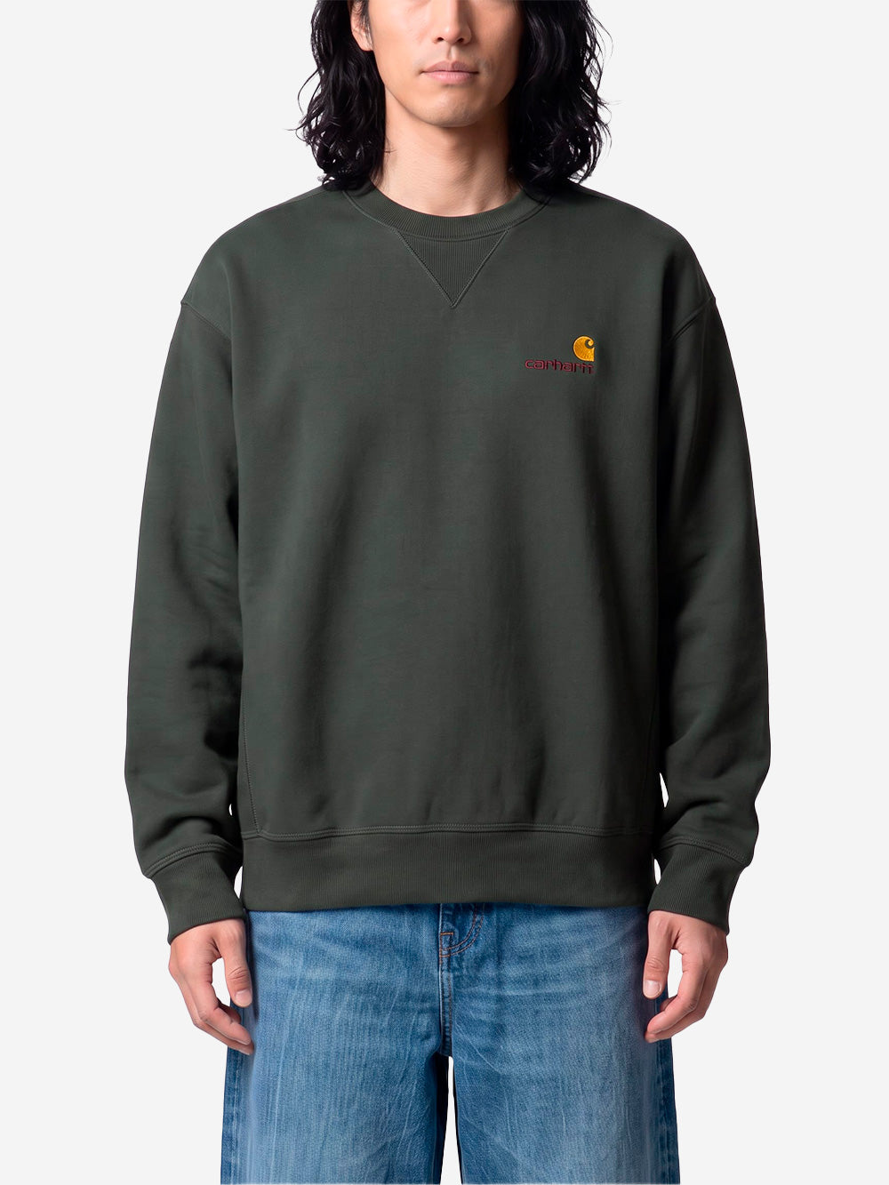 CARHARTT WIP American Script felpa girocollo verde Verde Urbanstaroma