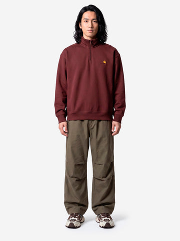 CARHARTT WIP Felpa Half Zip amarone American Script Bordeaux