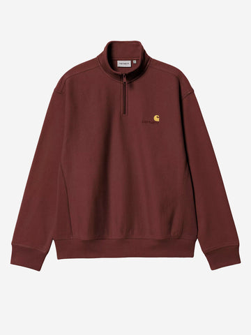 CARHARTT WIP Felpa Half Zip amarone American Script Bordeaux