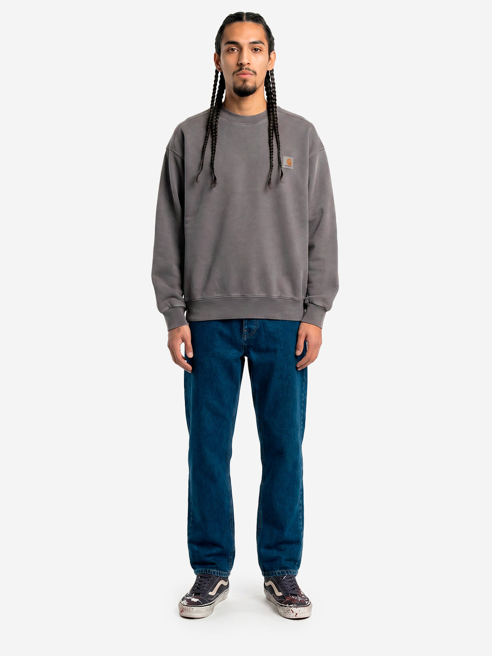 CARHARTT WIP Felpa 'Vista' nera effetto dyed grigio Urbanstaroma