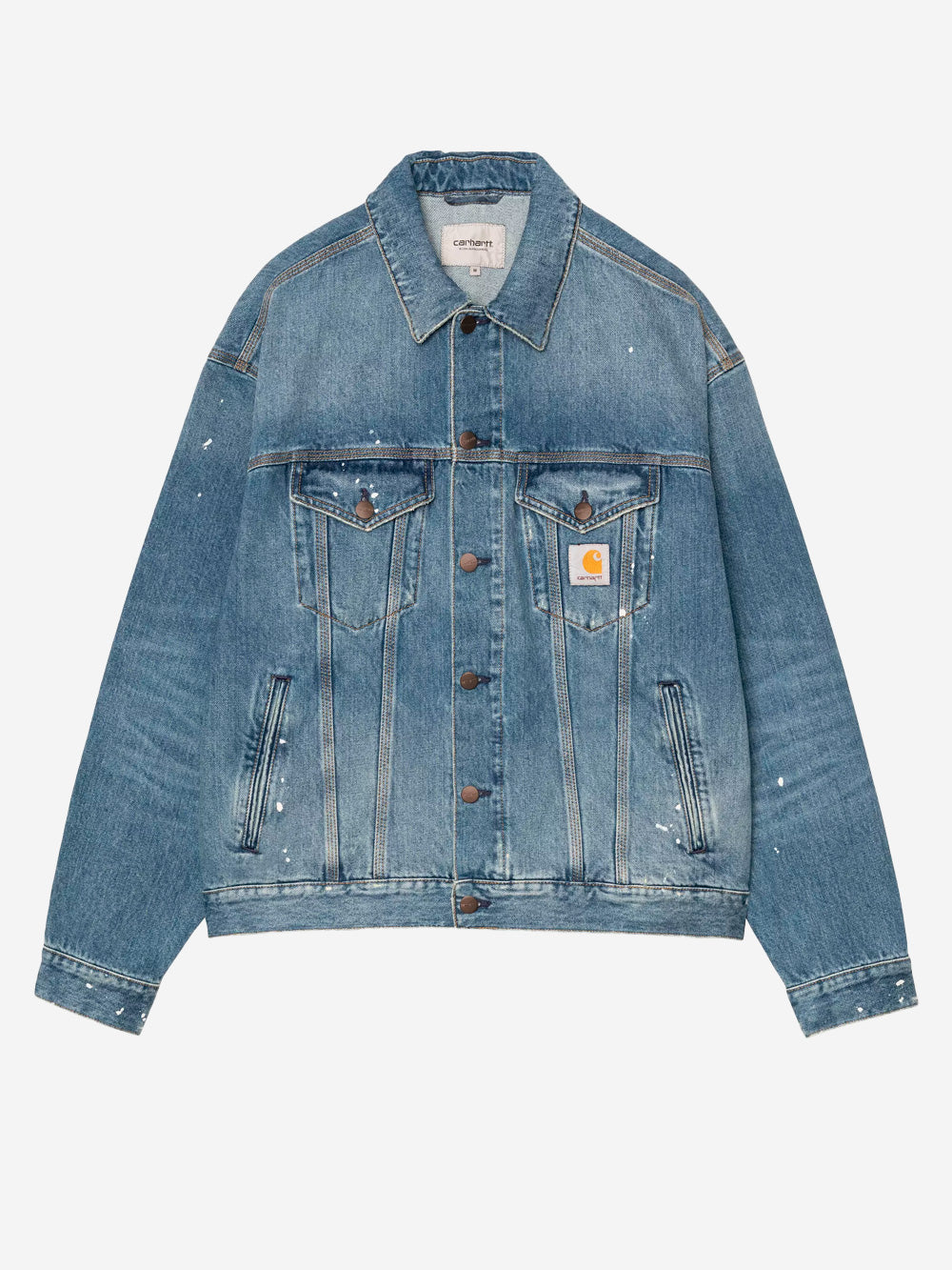 CARHARTT WIP Giacca Helston in denim blu con trattamento distressed Denim Urbanstaroma