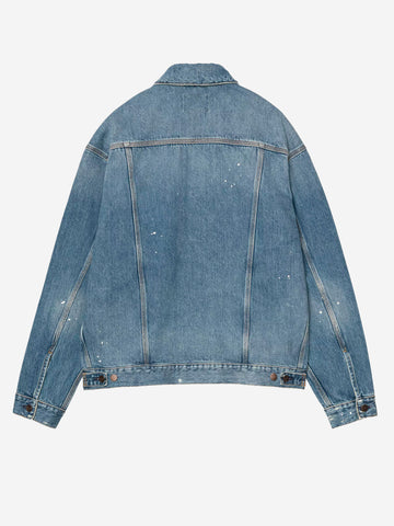 CARHARTT WIP Giacca Helston in denim blu con trattamento distressed Denim