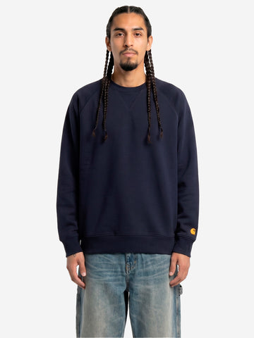 CARHARTT WIP Felpa girocollo navy 'Chase Sweat' con logo ricamato Blu scuro