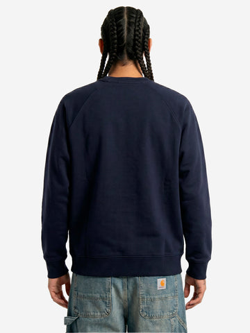 CARHARTT WIP Felpa girocollo navy 'Chase Sweat' con logo ricamato Blu scuro