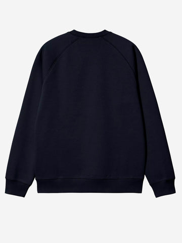 CARHARTT WIP Felpa girocollo navy 'Chase Sweat' con logo ricamato Blu scuro