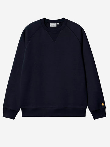 CARHARTT WIP Felpa girocollo navy 'Chase Sweat' con logo ricamato Blu scuro
