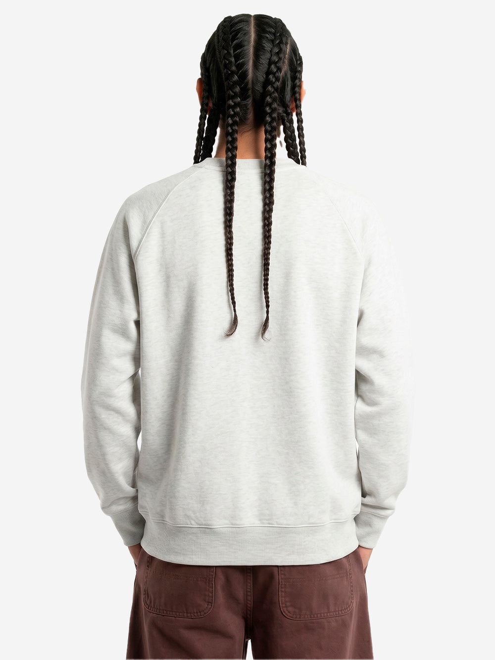 CARHARTT WIP Felpa girocollo grigia chiara 'Chase Sweat' con logo ricamato Grigia chiara Urbanstaroma