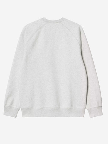 CARHARTT WIP Felpa girocollo grigia chiara 'Chase Sweat' con logo ricamato Grigia chiara